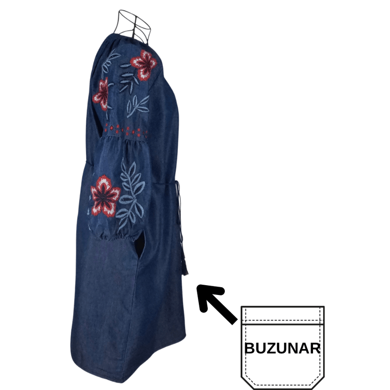 Fashion, accesorii si bijuterii - Femei - Imbracaminte femei - Rochii femei - Rochie traditionala dama R, albastru/rosu , marimea S - Infinity.ro