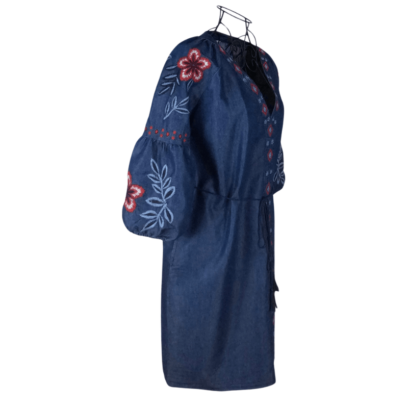 Fashion, accesorii si bijuterii - Femei - Imbracaminte femei - Rochii femei - Rochie traditionala dama R, albastru/rosu , marimea S - Infinity.ro