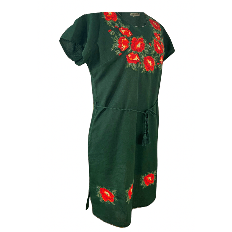 Fashion, accesorii si bijuterii - Femei - Imbracaminte femei - Rochii femei - Rochie casual dama R777, verde/rosu , marime L, verde/rosu - Infinity.ro