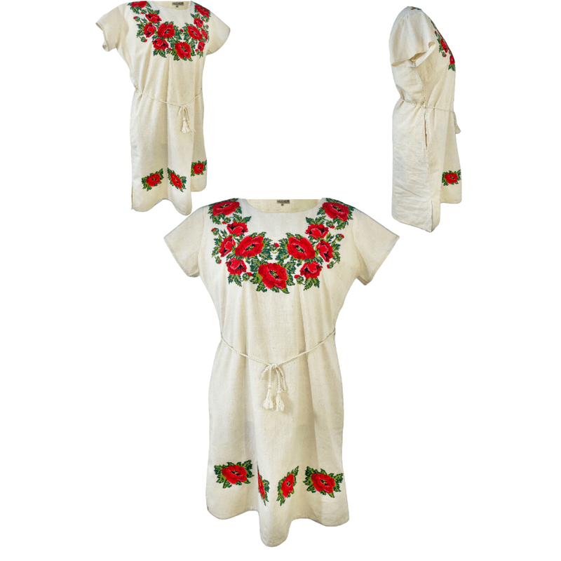 Fashion, accesorii si bijuterii - Femei - Imbracaminte femei - Rochii femei - Rochie casual dama R777,  bej/rosu , marime M, bej/rosu - Infinity.ro