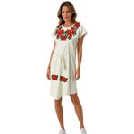 Fashion, accesorii si bijuterii - Femei - Imbracaminte femei - Rochii femei - Rochie casual dama R777,  bej/rosu , marime L, bej/rosu - Infinity.ro