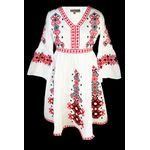 Fashion, accesorii si bijuterii - Femei - Imbracaminte femei - Rochii femei - Rochie casual dama R777, alb laptos/rosu , marime S, alb laptos/rosu - Infinity.ro