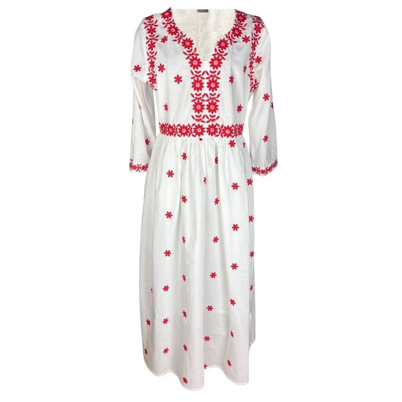 Fashion, accesorii si bijuterii - Femei - Imbracaminte femei - Rochii femei - Rochie dama S25 alb/rosu , marimea S - Infinity.ro
