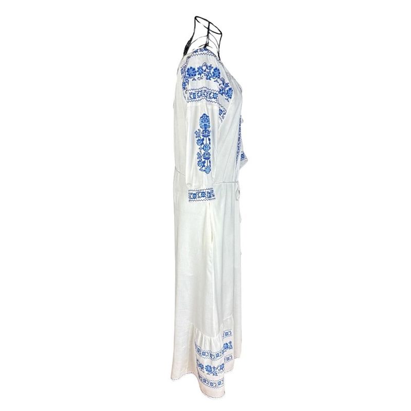 Fashion, accesorii si bijuterii - Femei - Imbracaminte femei - Rochii femei - Rochie dama S25 alb/albastru , marimea L - Infinity.ro