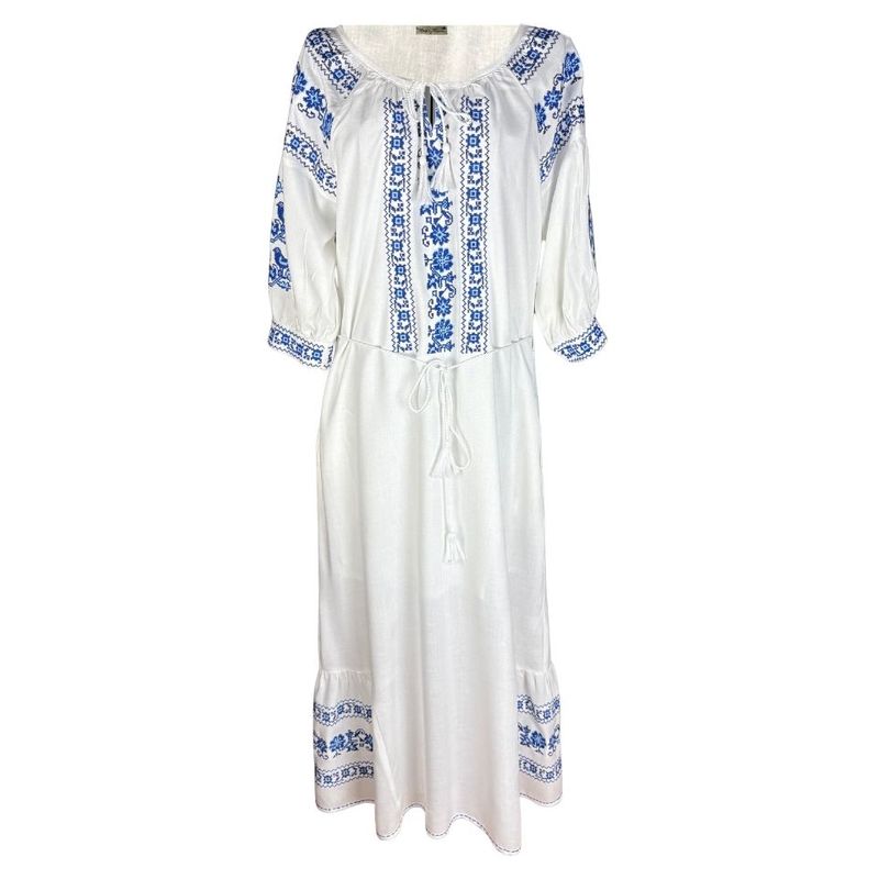 Fashion, accesorii si bijuterii - Femei - Imbracaminte femei - Rochii femei - Rochie dama S25 alb/albastru , marimea L - Infinity.ro