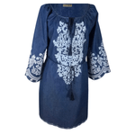 Fashion, accesorii si bijuterii - Femei - Imbracaminte femei - Rochii femei - Rochie traditionala dama R, albastru/alb , marimea S - Infinity.ro
