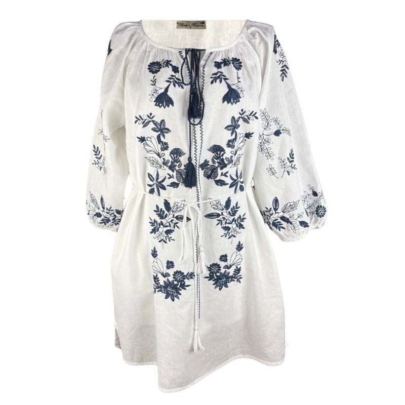 Fashion, accesorii si bijuterii - Femei - Imbracaminte femei - Rochii femei - Rochie traditionala dama R25 alb/albastru , marimea M - Infinity.ro