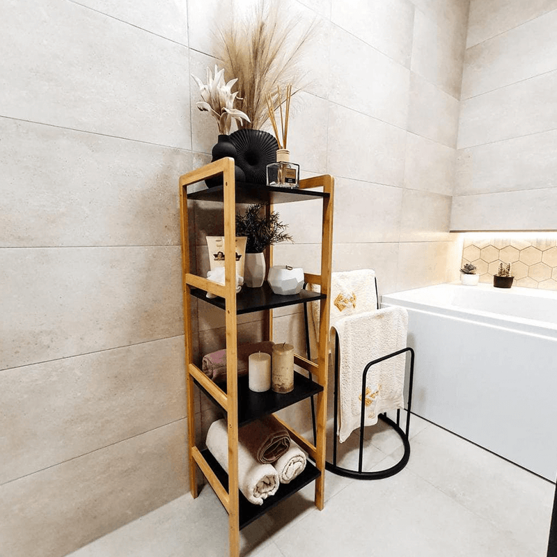 Casa si Gradina - Mobilier - Biblioteci si rafturi - Rafturi - Etajera cu 4 rafturi, natural / negru, NAOKO - Infinity.ro