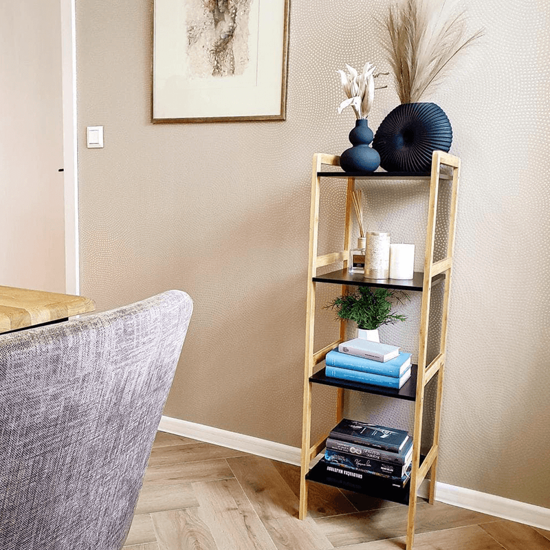 Casa si Gradina - Mobilier - Biblioteci si rafturi - Rafturi - Etajera cu 4 rafturi, natural / negru, NAOKO - Infinity.ro