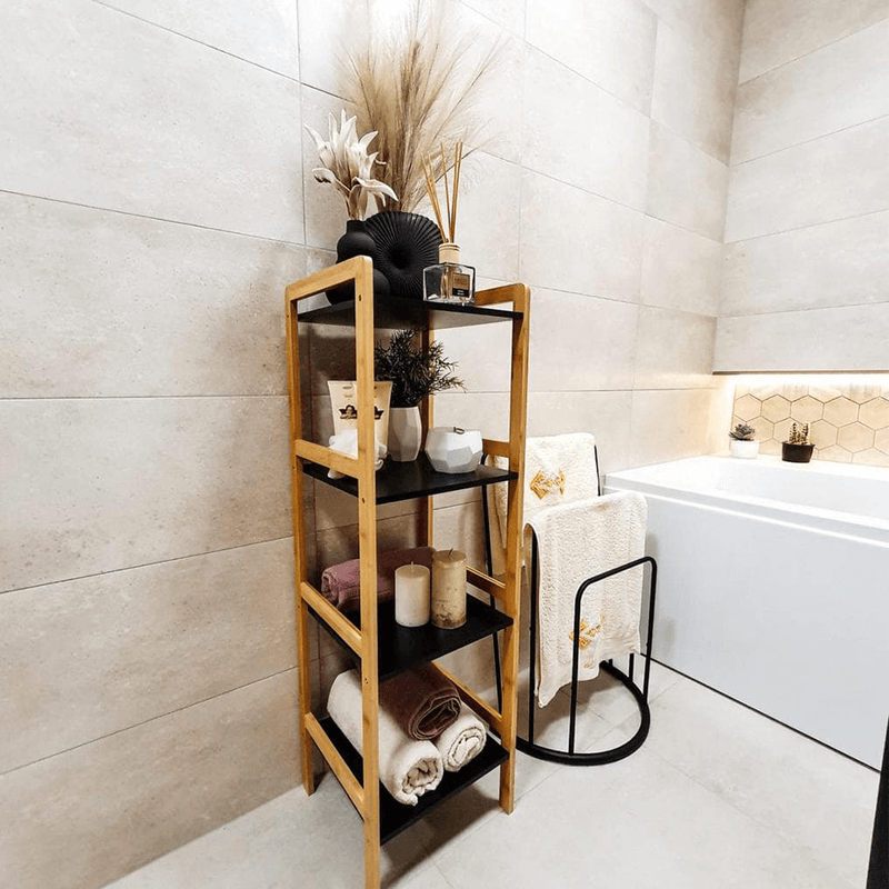 Casa si Gradina - Mobilier - Biblioteci si rafturi - Rafturi - Etajera cu 4 rafturi, natural / negru, NAOKO - Infinity.ro