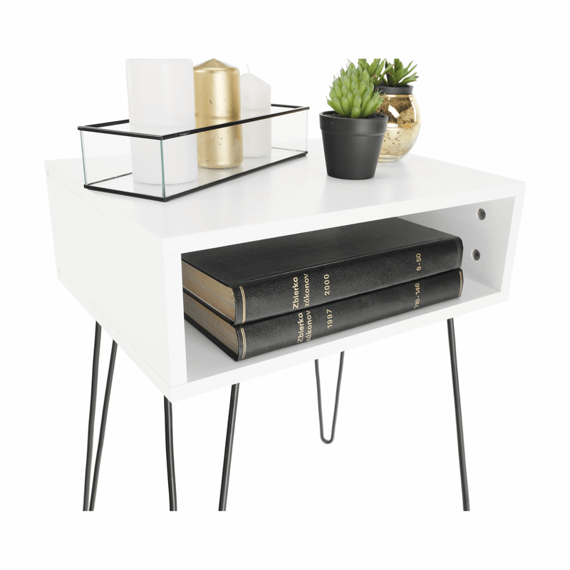 Casa si Gradina - Mobilier - Comode si corpuri - Noptiere - Noptiera / masa, alb / negru, HONEJ - Infinity.ro