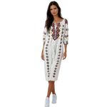 Fashion, accesorii si bijuterii - Femei - Imbracaminte femei - Rochii femei - Rochie traditionala dama R25 alb/maro , marimea XL - Infinity.ro