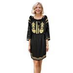 Fashion, accesorii si bijuterii - Femei - Imbracaminte femei - Rochii femei - Rochie traditionala dama RL25 negru/bej , marimea 3XL - Infinity.ro