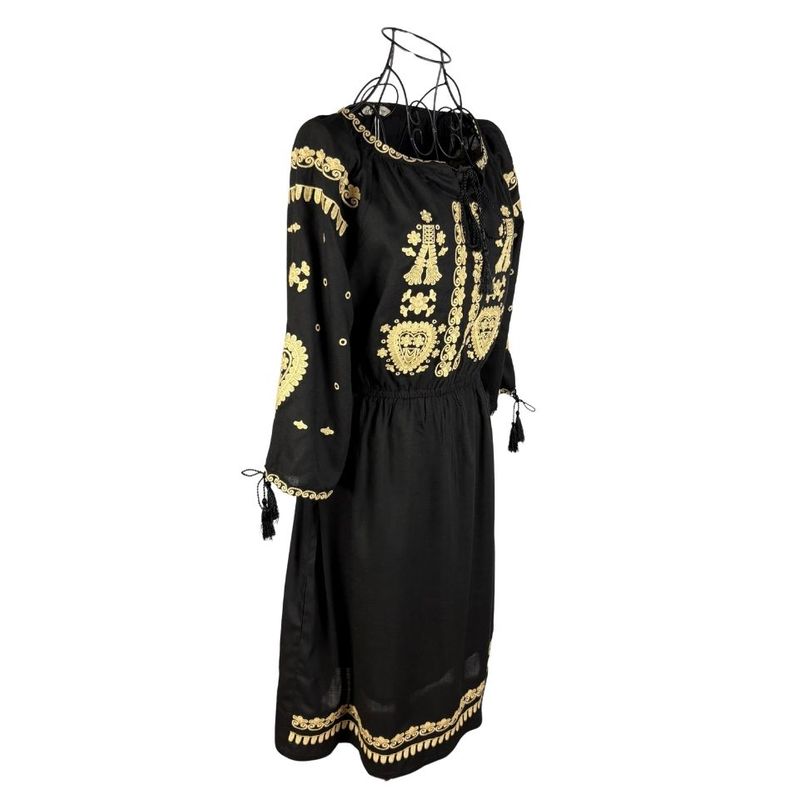 Fashion, accesorii si bijuterii - Femei - Imbracaminte femei - Rochii femei - Rochie traditionala dama RL25 negru/bej , marimea 3XL - Infinity.ro