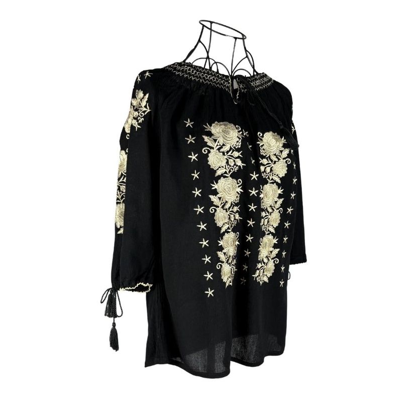 Fashion, accesorii si bijuterii - Femei - Imbracaminte femei - Camasi si bluze femei - Bluza dama tip ie 257 negru/bej , marimea 5XL - Infinity.ro