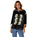 Fashion, accesorii si bijuterii - Femei - Imbracaminte femei - Camasi si bluze femei - Bluza dama tip ie 257 negru/bej , marimea 5XL - Infinity.ro