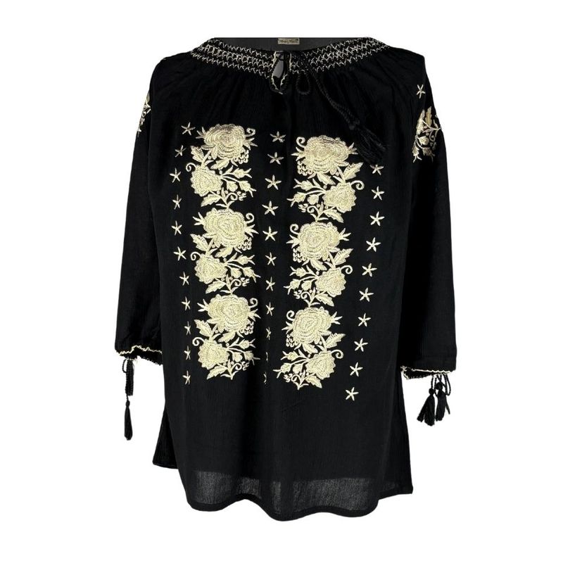 Fashion, accesorii si bijuterii - Femei - Imbracaminte femei - Camasi si bluze femei - Bluza dama tip ie 257 negru/bej , marimea 5XL - Infinity.ro