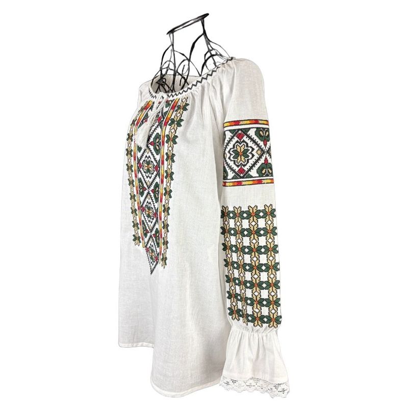 Fashion, accesorii si bijuterii - Femei - Imbracaminte femei - Camasi si bluze femei - Bluza dama tip ie I26 alb/portocaliu , marimea 3XL - Infinity.ro