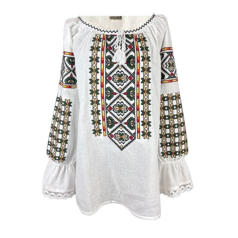 Fashion, accesorii si bijuterii - Femei - Imbracaminte femei - Camasi si bluze femei - Bluza dama tip ie I26 alb/portocaliu , marimea 3XL - Infinity.ro