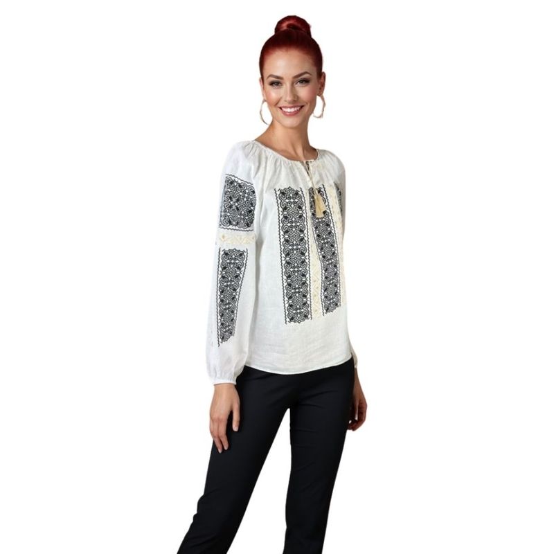 Fashion, accesorii si bijuterii - Femei - Imbracaminte femei - Camasi si bluze femei - Bluza dama tip ie I26 alb/auriu , marimea 3XL - Infinity.ro