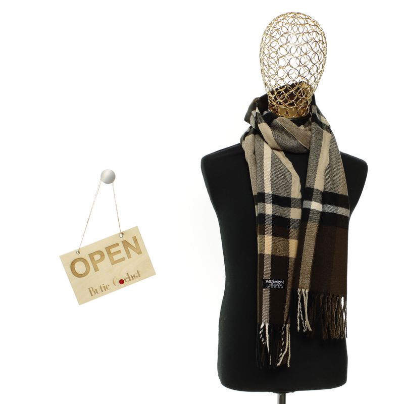 Fashion, accesorii si bijuterii - Barbati - Accesorii barbati - Esarfe si fulare barbati - Esarfa barbati, din lana, pashmina, 31x170 cm, model carouri, Buticcochet, Multicolor - ES3174 - Infinity.ro