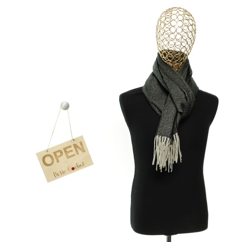 Fashion, accesorii si bijuterii - Barbati - Accesorii barbati - Esarfe si fulare barbati - Esarfa barbati, din lana, pashmina, 31x170 cm, Buticcochet, Negru - ES3186 - Infinity.ro