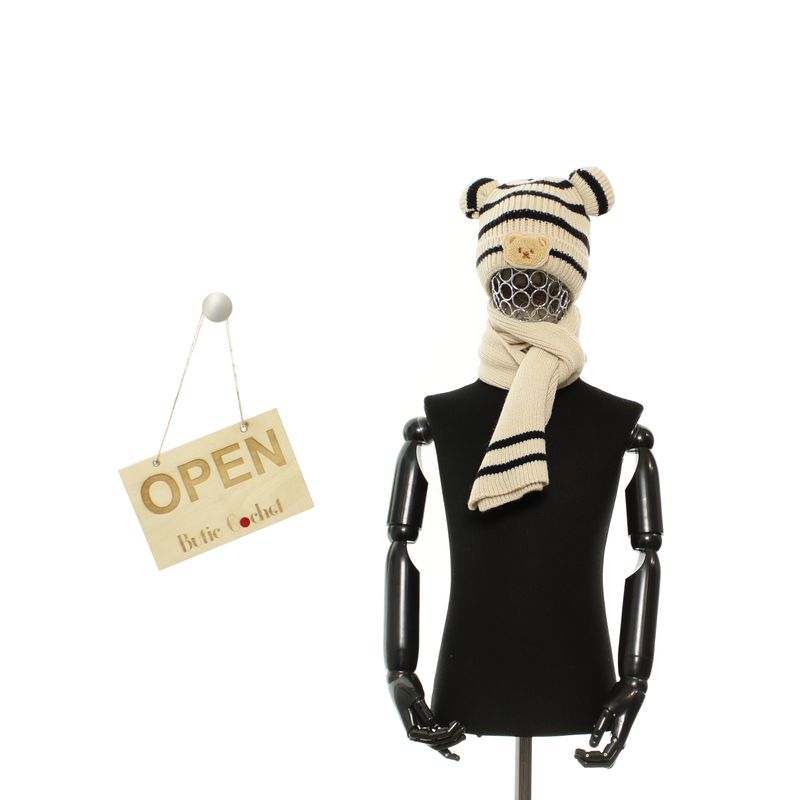 Fashion, accesorii si bijuterii - Copii - Accesorii copii - Caciuli si palarii copii - Set caciula si fular, pentru copii, Buticcochet, din viscoza si sintetic, model cu ursulet, Bej - SETF272 - Infinity.ro