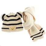 Fashion, accesorii si bijuterii - Copii - Accesorii copii - Caciuli si palarii copii - Set caciula si fular, pentru copii, Buticcochet, din viscoza si sintetic, model cu ursulet, Bej - SETF272 - Infinity.ro