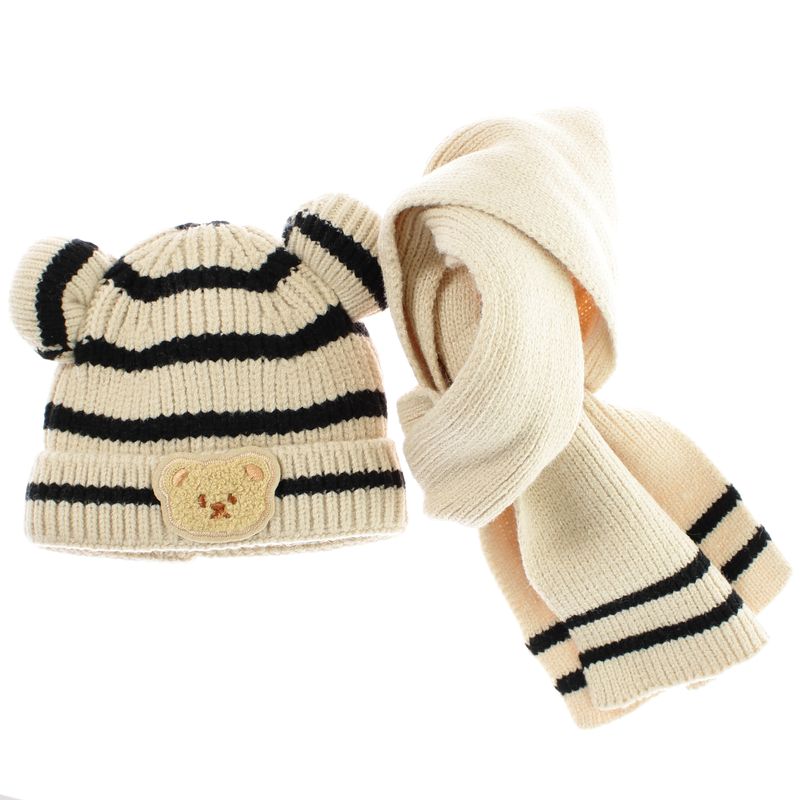 Fashion, accesorii si bijuterii - Copii - Accesorii copii - Caciuli si palarii copii - Set caciula si fular, pentru copii, Buticcochet, din viscoza si sintetic, model cu ursulet, Bej - SETF272 - Infinity.ro