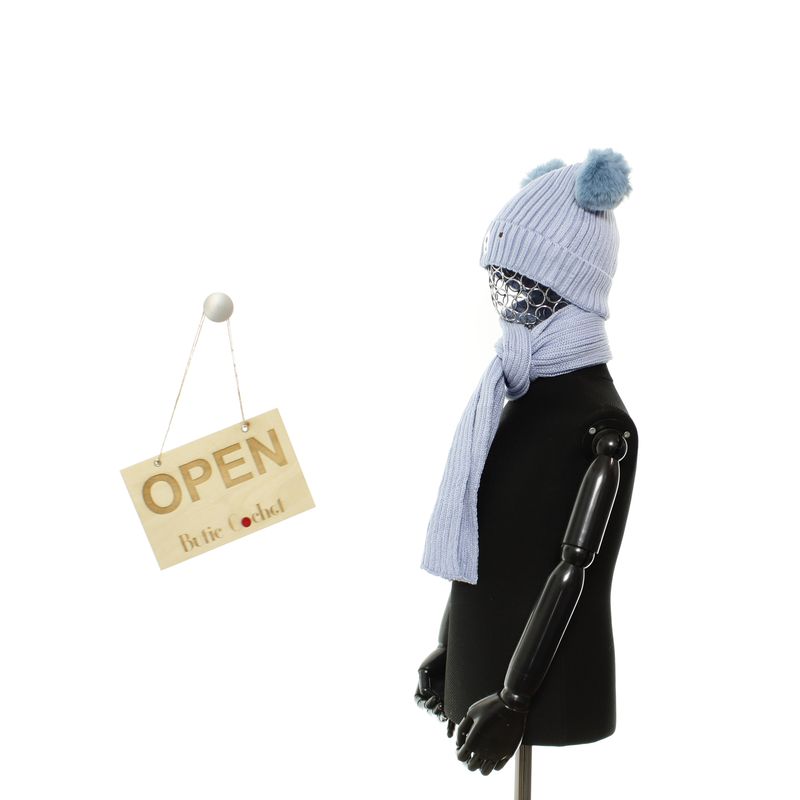 Fashion, accesorii si bijuterii - Copii - Accesorii copii - Caciuli si palarii copii - Set caciula si fular, pentru copii, Buticcochet, din viscoza si sintetic, model cu ursulet, Albastru - SETF262 - Infinity.ro