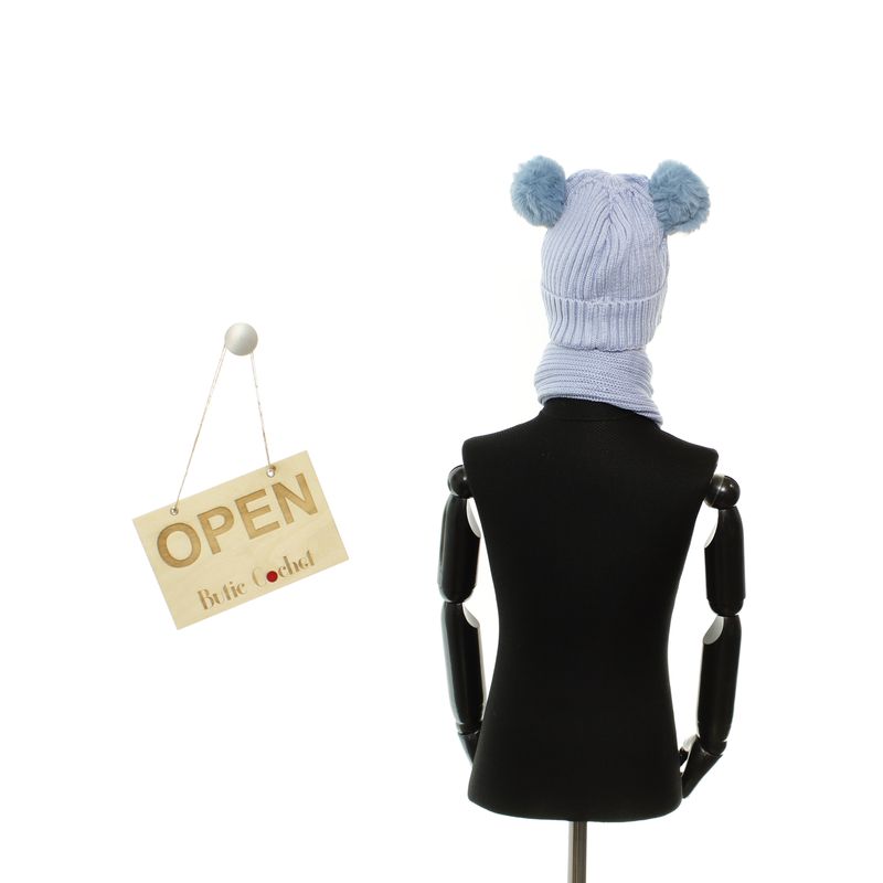 Fashion, accesorii si bijuterii - Copii - Accesorii copii - Caciuli si palarii copii - Set caciula si fular, pentru copii, Buticcochet, din viscoza si sintetic, model cu ursulet, Albastru - SETF262 - Infinity.ro