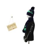 Fashion, accesorii si bijuterii - Copii - Accesorii copii - Caciuli si palarii copii - Set caciula si fular, pentru copii, Buticcochet, din viscoza si sintetic, model cu dinozauri, Bleumarin - SETF308 - Infinity.ro