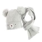 Fashion, accesorii si bijuterii - Copii - Accesorii copii - Caciuli si palarii copii - Set caciula si fular, pentru copii, Buticcochet, din viscoza si sintetic, model cu ursulet, Gri - SETF259 - Infinity.ro