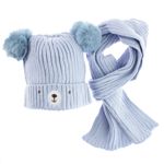 Fashion, accesorii si bijuterii - Copii - Accesorii copii - Caciuli si palarii copii - Set caciula si fular, pentru copii, Buticcochet, din viscoza si sintetic, model cu ursulet, Albastru - SETF262 - Infinity.ro