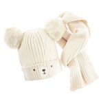Fashion, accesorii si bijuterii - Copii - Accesorii copii - Caciuli si palarii copii - Set caciula si fular, pentru copii, Buticcochet, din viscoza si sintetic, model cu ursulet, Crem - SETF263 - Infinity.ro