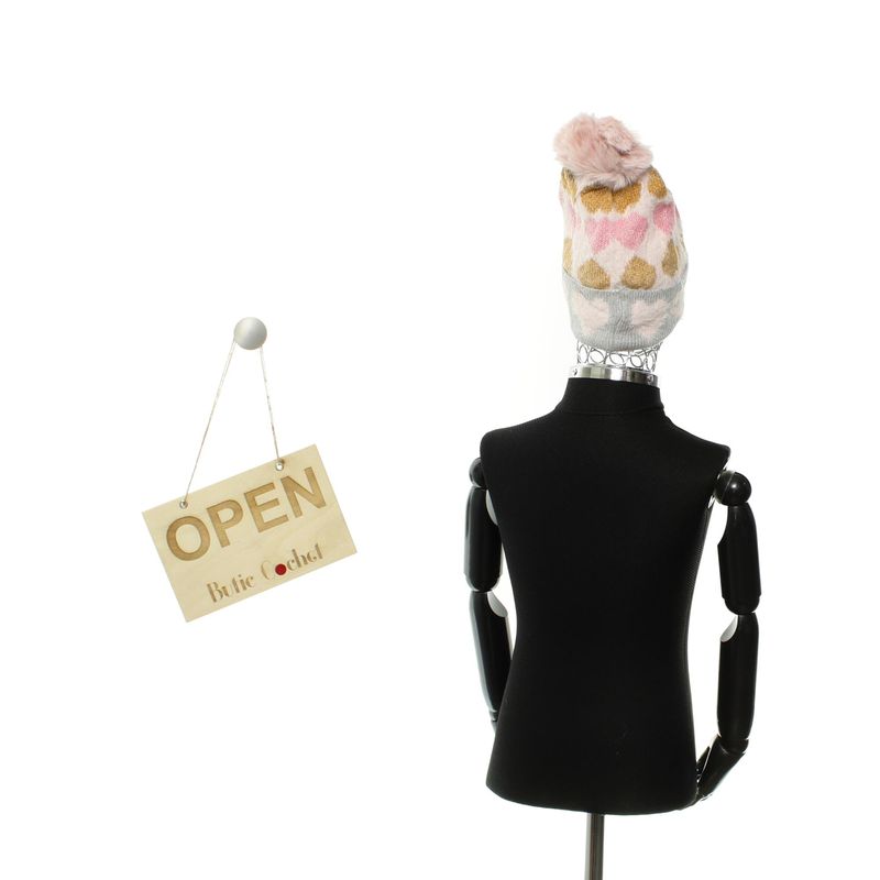 Fashion, accesorii si bijuterii - Copii - Accesorii copii - Caciuli si palarii copii - Fes pentru copii, Buticcochet, din viscoza si sintetic, model cu inimioare, Multicolor - FES377 - Infinity.ro