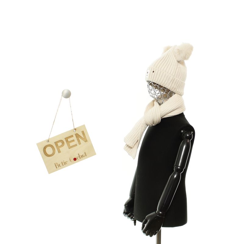Fashion, accesorii si bijuterii - Copii - Accesorii copii - Caciuli si palarii copii - Set caciula si fular, pentru copii, Buticcochet, din viscoza si sintetic, model cu ursulet, Crem - SETF263 - Infinity.ro