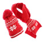 Fashion, accesorii si bijuterii - Copii - Accesorii copii - Caciuli si palarii copii - Set caciula si fular, pentru copii, Buticcochet, din viscoza si sintetic, model cu fulgi de nea, Rosu - SETF304 - Infinity.ro