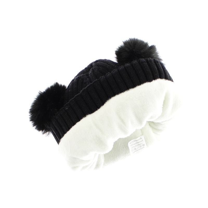 Fashion, accesorii si bijuterii - Copii - Accesorii copii - Caciuli si palarii copii - Set caciula si fular, pentru copii, Buticcochet, din viscoza si sintetic, model cu ursulet, Negru - SETF264 - Infinity.ro