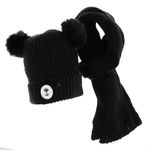 Fashion, accesorii si bijuterii - Copii - Accesorii copii - Caciuli si palarii copii - Set caciula si fular, pentru copii, Buticcochet, din viscoza si sintetic, model cu ursulet, Negru - SETF264 - Infinity.ro