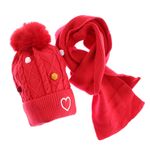 Fashion, accesorii si bijuterii - Copii - Accesorii copii - Caciuli si palarii copii - Set caciula si fular, pentru copii, Buticcochet, din viscoza si sintetic, model inima, Rosu - SETF283 - Infinity.ro