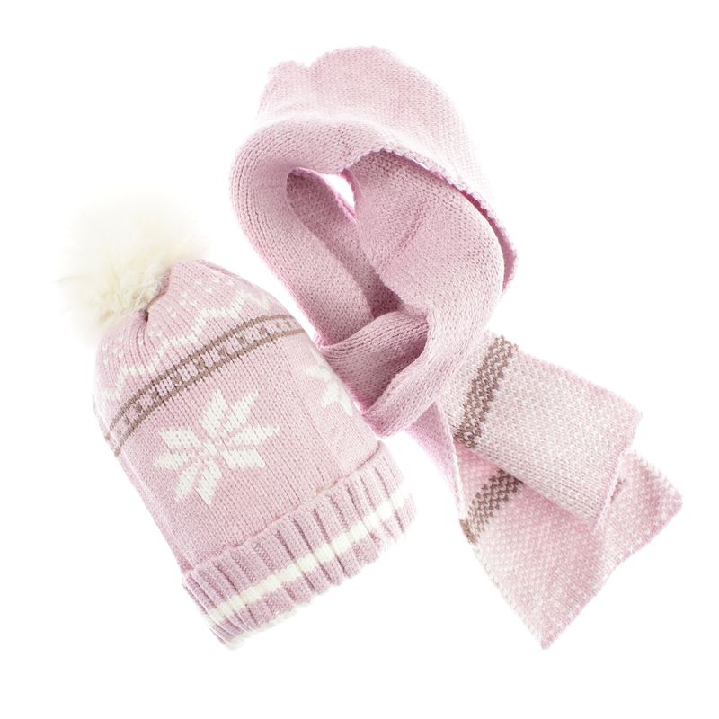 Fashion, accesorii si bijuterii - Copii - Accesorii copii - Caciuli si palarii copii - Set caciula si fular, pentru copii, Buticcochet, din viscoza si sintetic, model cu fulgi de nea, Lila - SETF303 - Infinity.ro