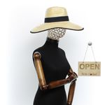 Fashion, accesorii si bijuterii - Femei - Accesorii femei - Caciuli si palarii femei - Palarie de soare, dama, din paie, ButicCochet, marime  57 reglabila, cu banda textila, Bej - PAL1593 - Infinity.ro