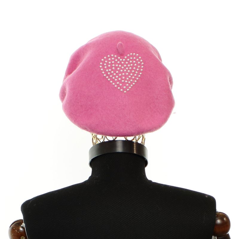Fashion, accesorii si bijuterii - Femei - Accesorii femei - Caciuli si palarii femei - Bereta de dama, din lana, Buticcochet, model cu perle, one size, Roz - BSC845 - Infinity.ro