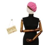 Fashion, accesorii si bijuterii - Femei - Accesorii femei - Caciuli si palarii femei - Bereta de dama, din lana, Buticcochet, model cu perle, one size, Roz - BSC845 - Infinity.ro