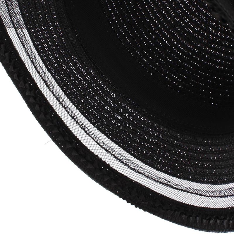 Fashion, accesorii si bijuterii - Femei - Accesorii femei - Caciuli si palarii femei - Palarie de soare, Dama, din paie de hartie, Buticcochet, cu accesoriu decorativ, One size, Negru - PAL1638 - Infinity.ro