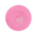Fashion, accesorii si bijuterii - Femei - Accesorii femei - Caciuli si palarii femei - Bereta de dama, din lana, Buticcochet, model cu perle, one size, Roz - BSC845 - Infinity.ro