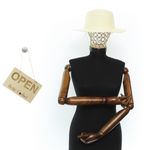 Fashion, accesorii si bijuterii - Femei - Accesorii femei - Caciuli si palarii femei - Palarie de soare, Dama, din paie de hartie, Buticcochet, bor mic, One size, cu snur decorativ, Crem - PAL1694 - Infinity.ro