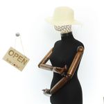 Fashion, accesorii si bijuterii - Femei - Accesorii femei - Caciuli si palarii femei - Palarie de soare, Dama, din paie de hartie, Buticcochet, bor mic, One size, cu snur decorativ, Crem - PAL1694 - Infinity.ro