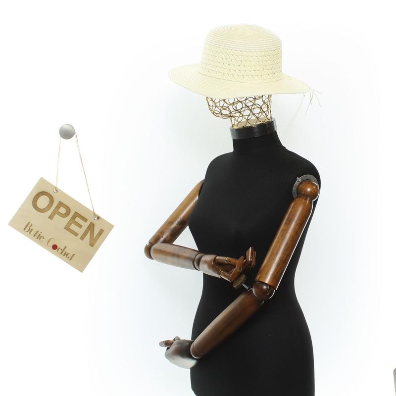 Fashion, accesorii si bijuterii - Femei - Accesorii femei - Caciuli si palarii femei - Palarie de soare, Dama, din paie de hartie, Buticcochet, bor mic, One size, cu snur decorativ, Crem - PAL1694 - Infinity.ro